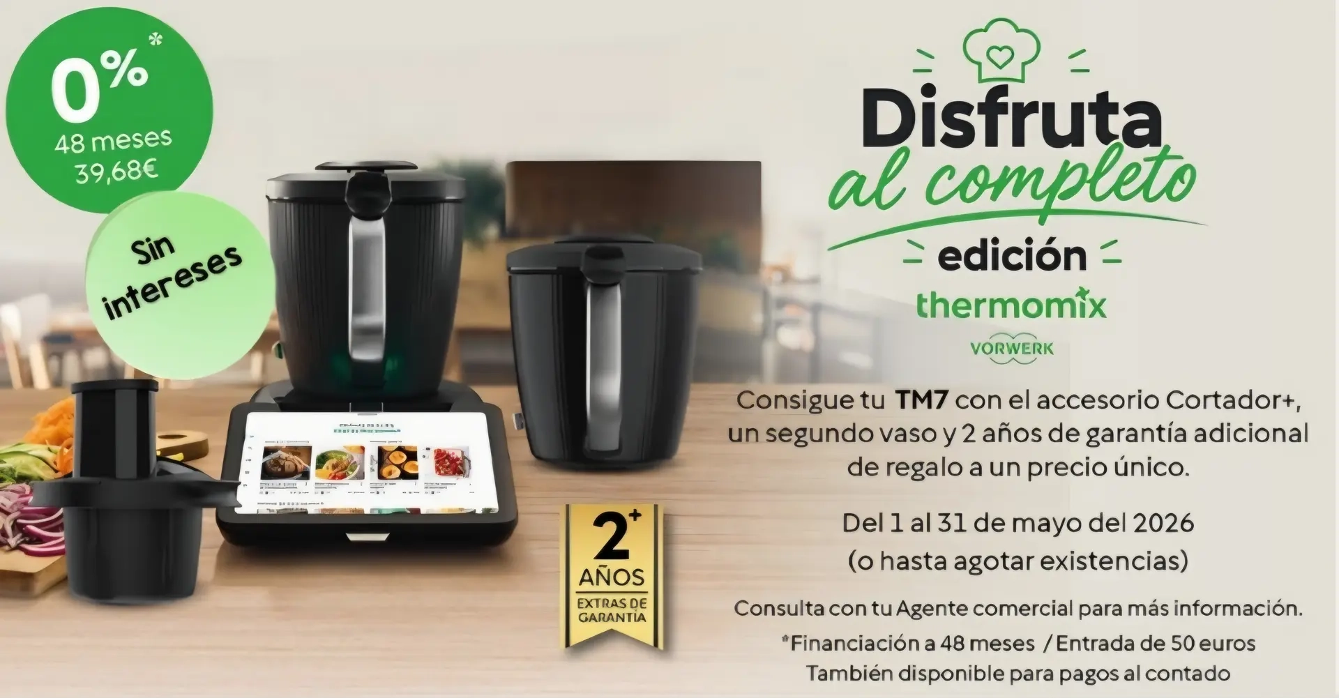 Thermomix TM7 + Segundo vaso + accesorio cortador + 2 años más de garantía:+ SIN INTERESES